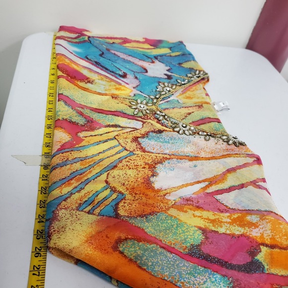 Chicos Womens Multicolor Sheer Beaded Kimono Top Size S/M Artsy Eclectic Flowy - Picture 6 of 9